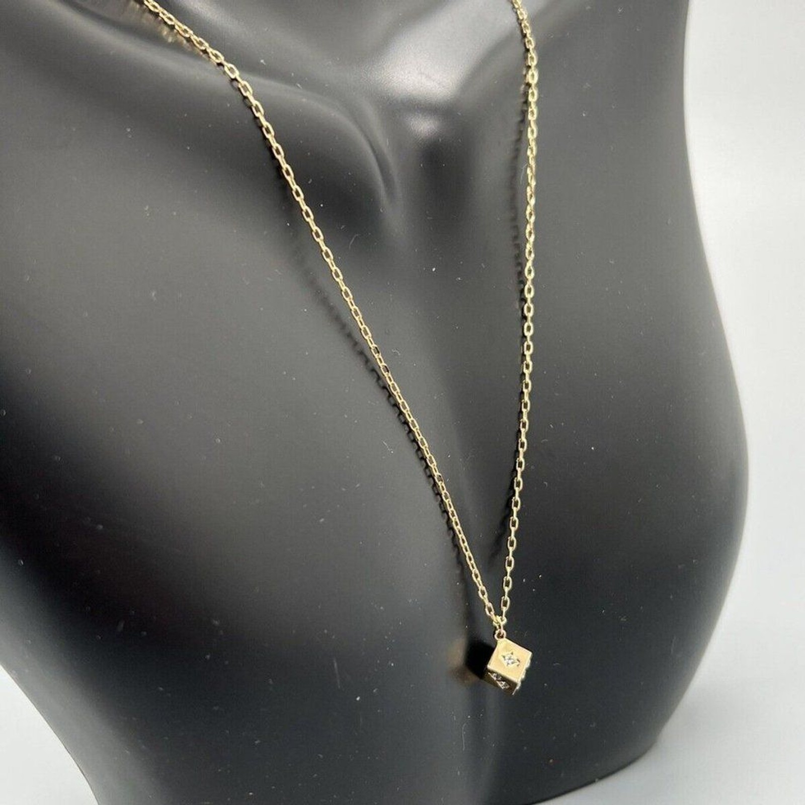 Swarovski Crystal Jewelry Pendant DICE Gold Tone Plated with Gift Box