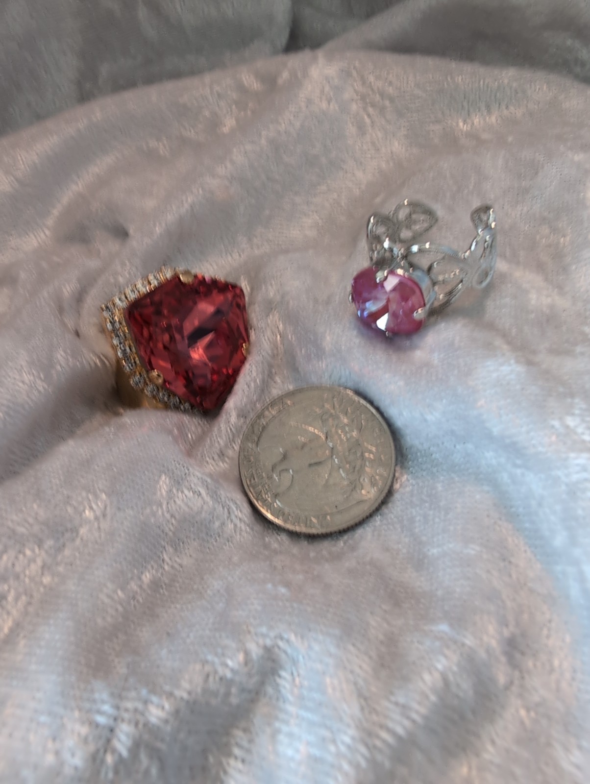 Lotus Pink And Shield Cut Padparadscha Swarovski Rings