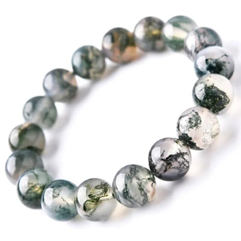 8Mm Natural Moss Agate Bracelet Gemstone Jewelry Healing for Woman Gift