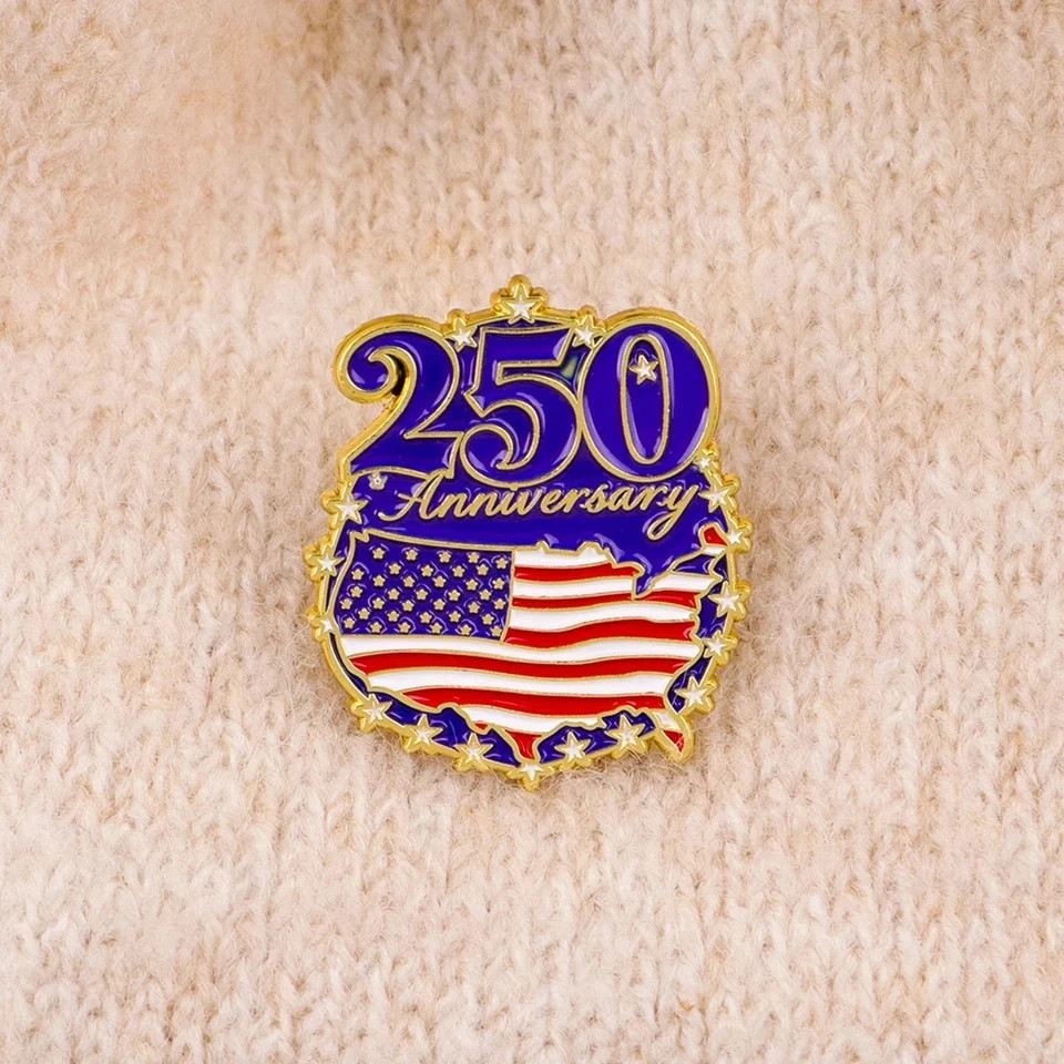 4PCS America 250th Birthday Enamel Pins USA 250 Years Anniversary Metal Brooch