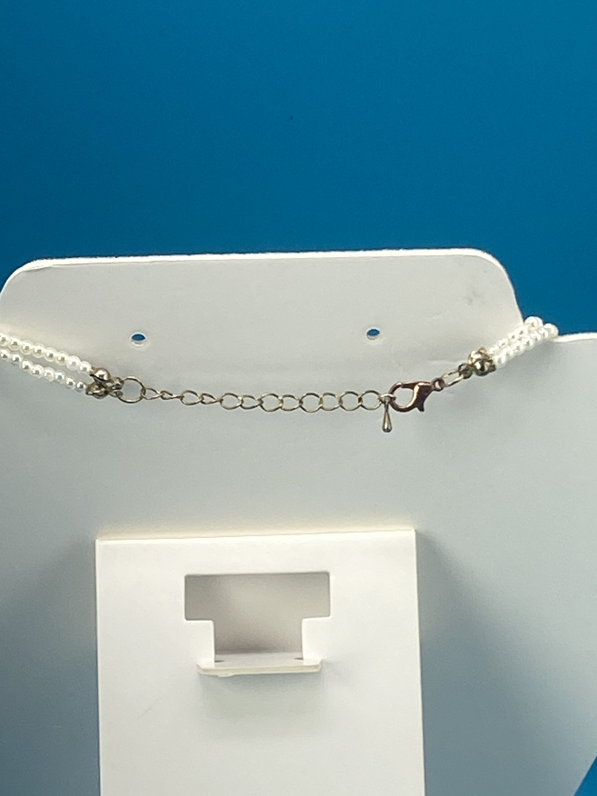 Elegant Double Strand Faux Pearl Beaded Necklace Gold Tone Lobster Clasp