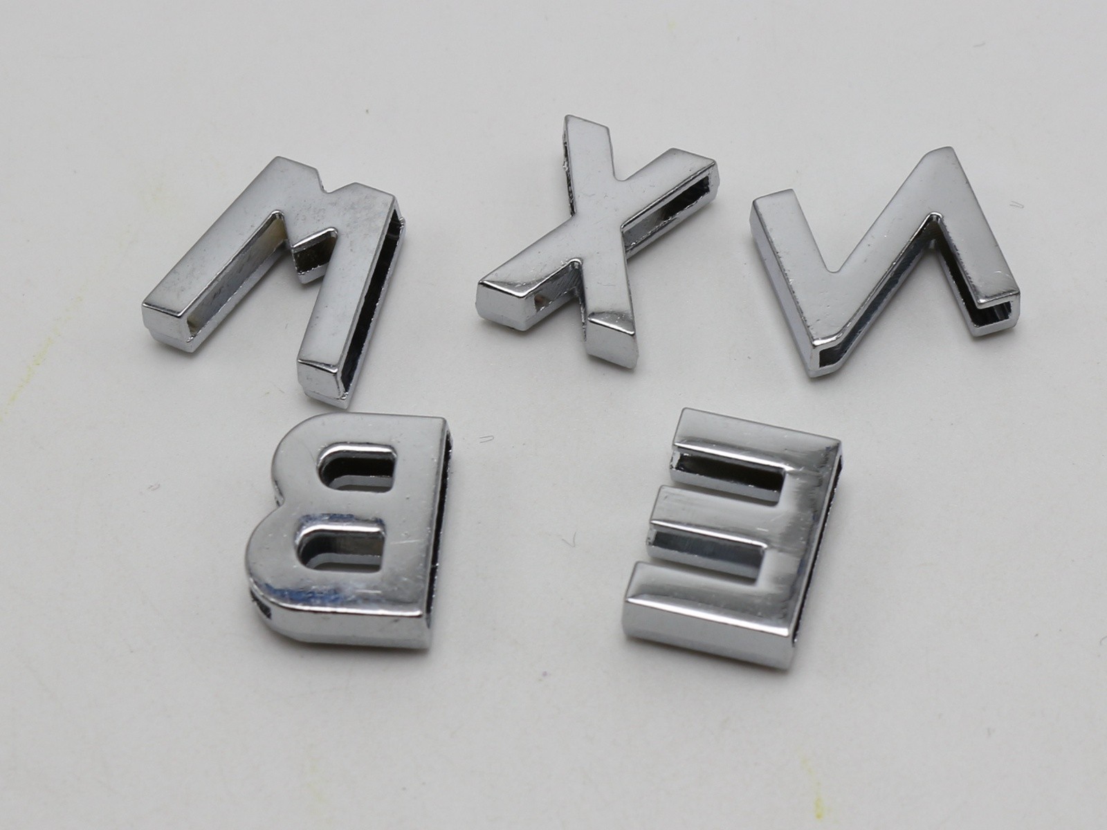 5 Pcs Silver Larger Alloy Rhinestone Letter “A-Z” Slide Charm Fit 18mm Wristband