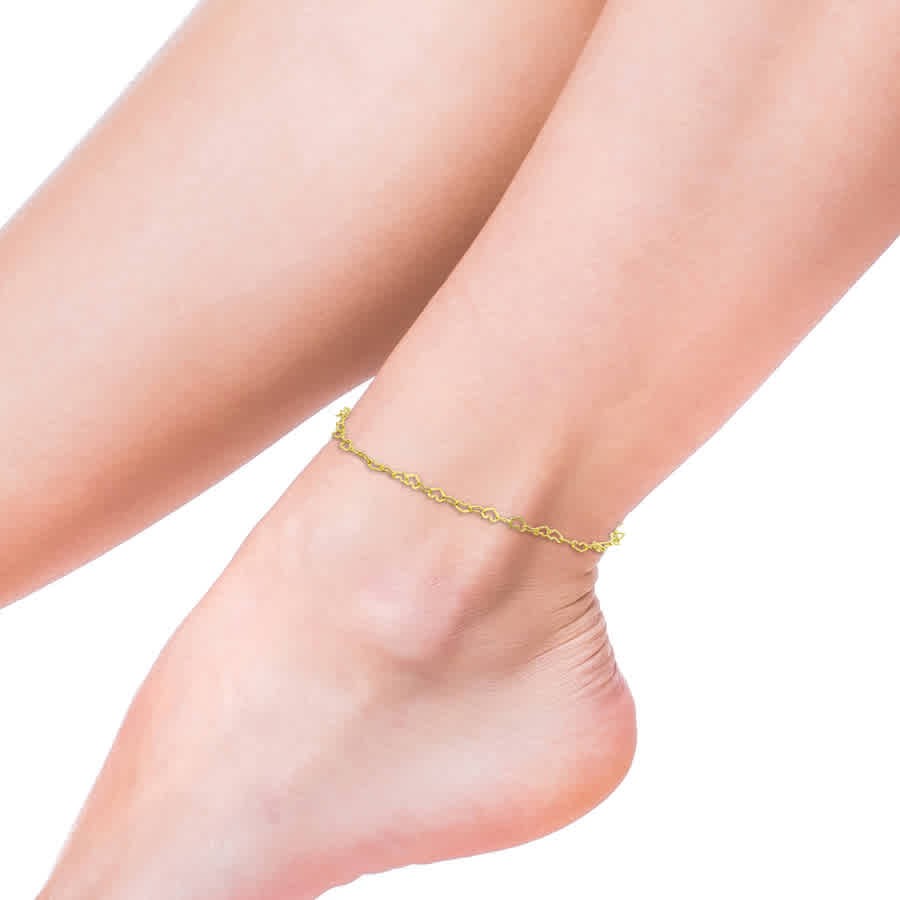 Amour 3mm Heart Link Anklet in 14k Gold – 9 in.