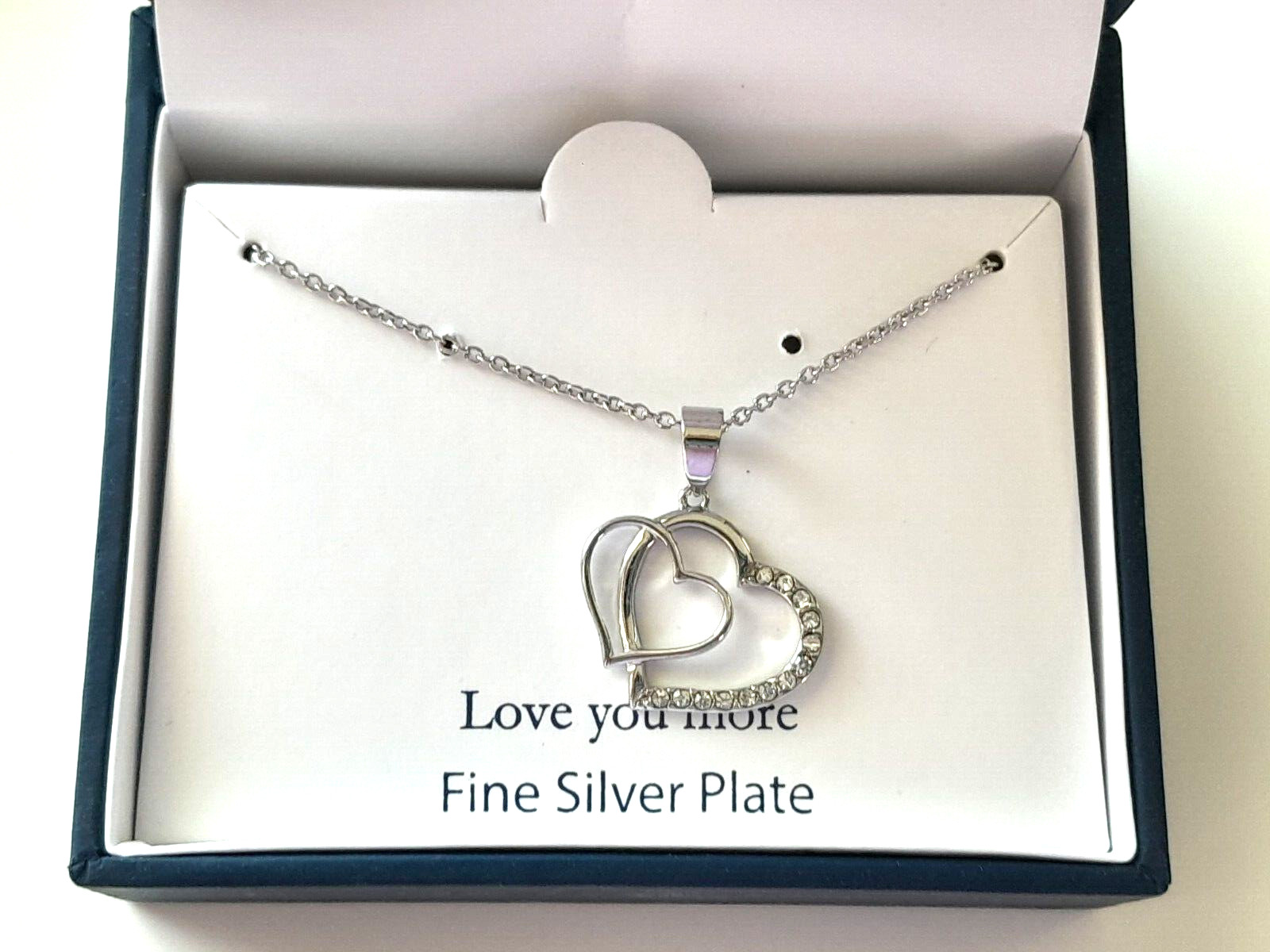 Belk SilverWorks Necklace Heart Pendant ” Love You More” Beauty Silver Plate