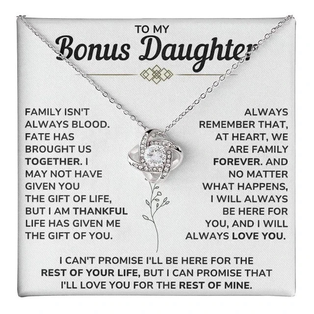 To My Beautiful Bonus Daughter Necklace From Mom & Dad With Heartfelt