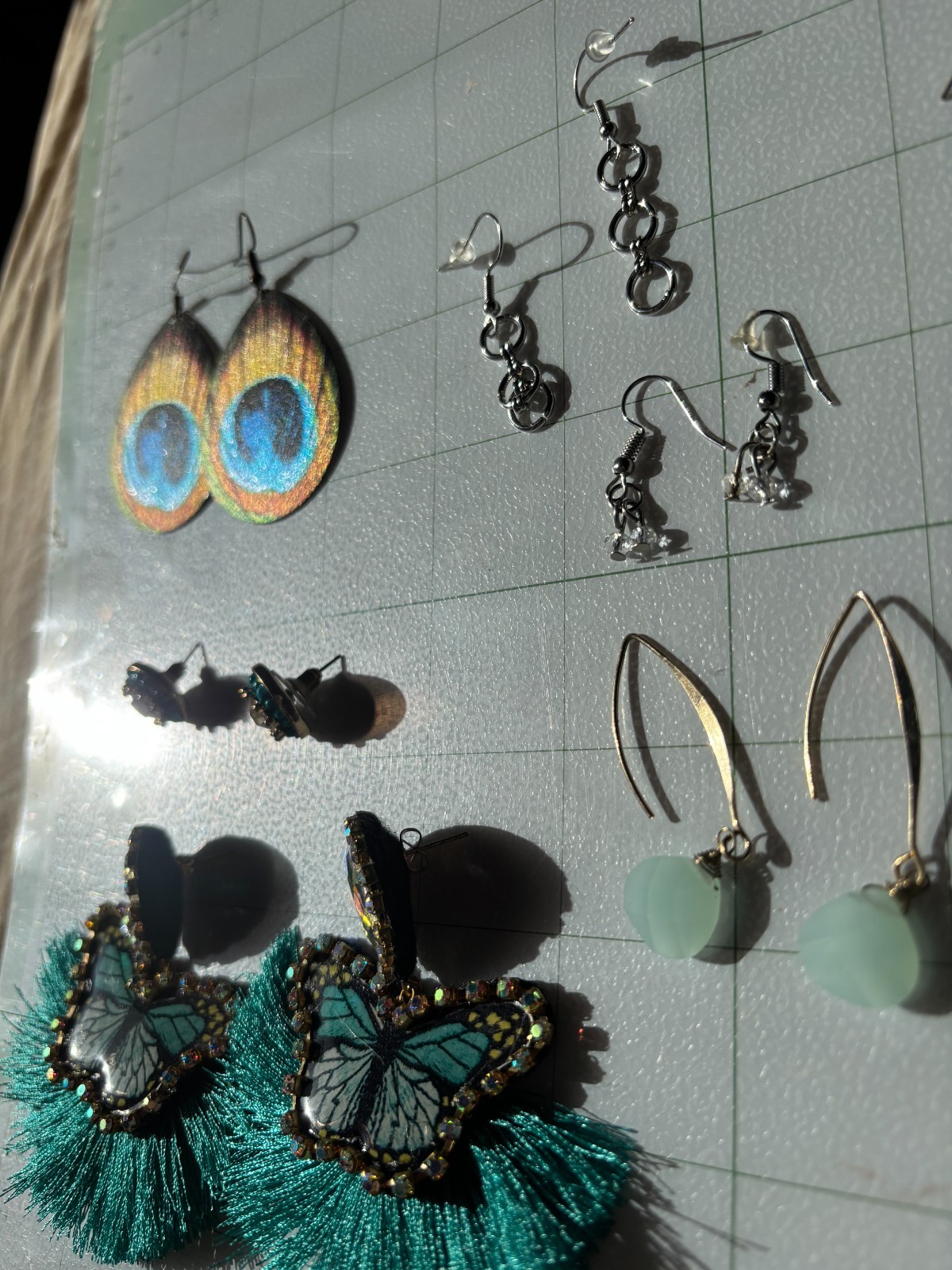 Lot 8 Pair Fashion Earrings Butterfly Tassel Peacock Boho Dangle Hoop Stud