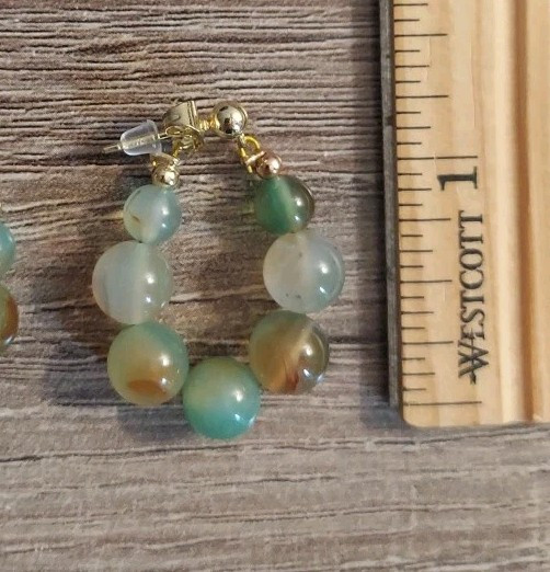 Marble Beaded Waterdrop Earrings Green Multicolor