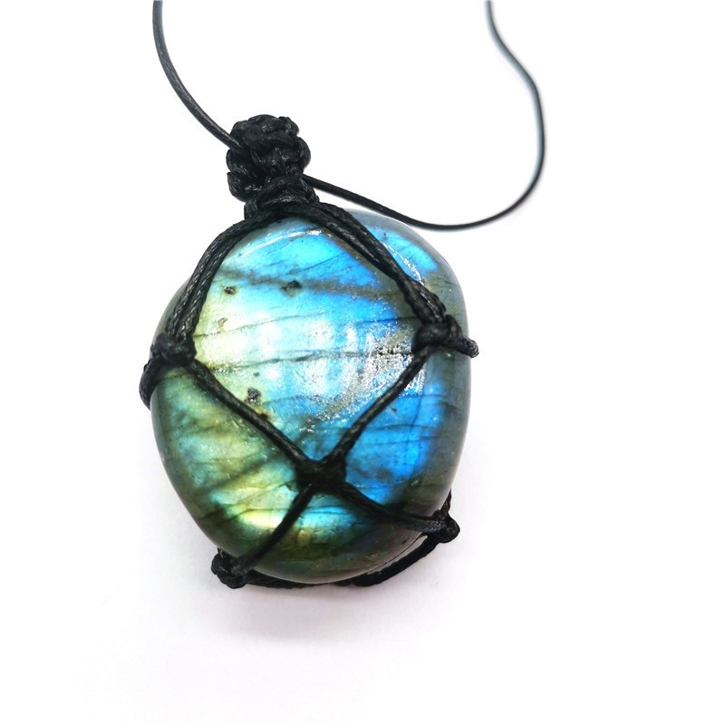 Natural Labradorite Crystal Pendant Necklace Raw Healing Stone Spiritual Jewelry