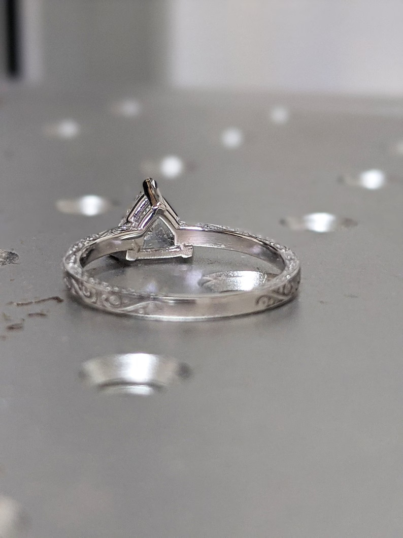 3.50Ct Trillion Cut Simulated Diamond Women Solitary Ring 14k White Gold Plated