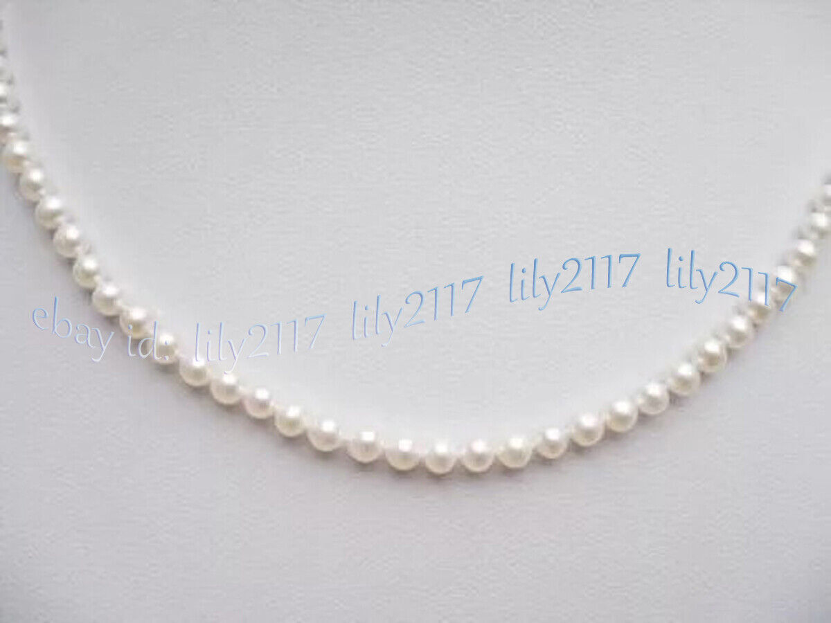Mini AAA+ 3-4mm Real Natural White Akoya Pearl Necklace 14-36” 14k Gold Clasp