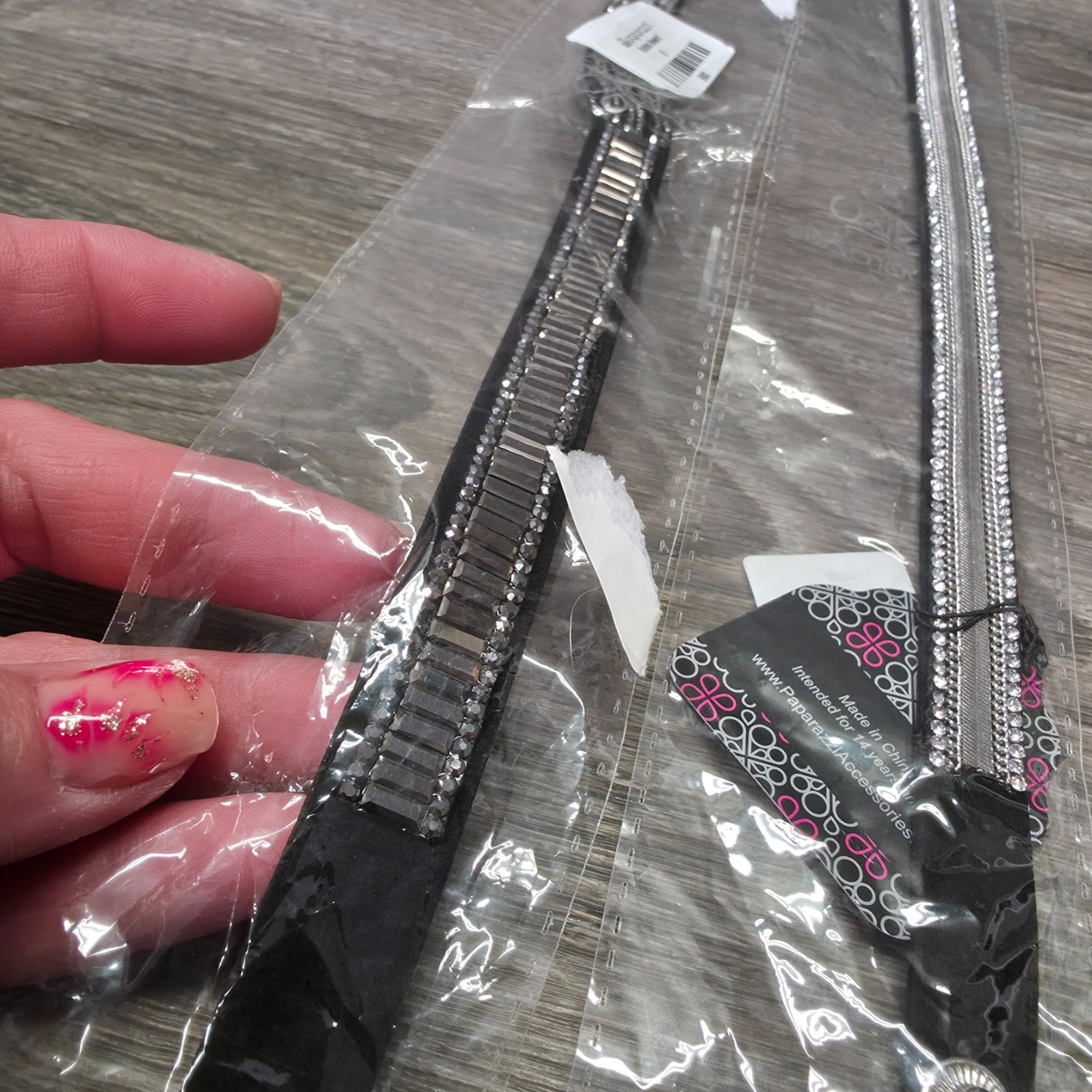 Paparazzi Black Rhinestone Diamond Wrap Bracelet Lot of 2 Boho Jewelry NEW