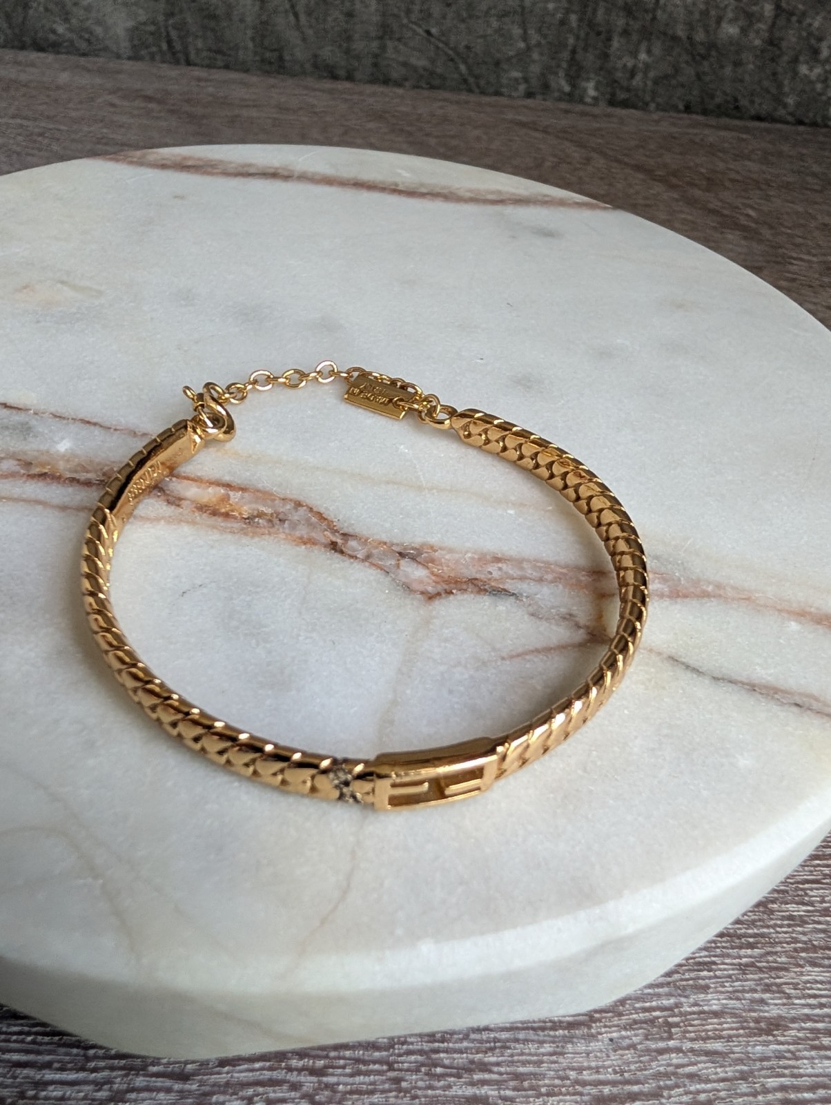 Vintage Fendi Gold-Plated “FF” Logo Bangle Bracelet – Repair & Restoration