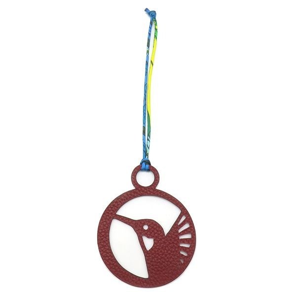 HERMES Bag Charm Petit H Hummingbird Togo Veau Epsom Bordeaux x Blue Bird H