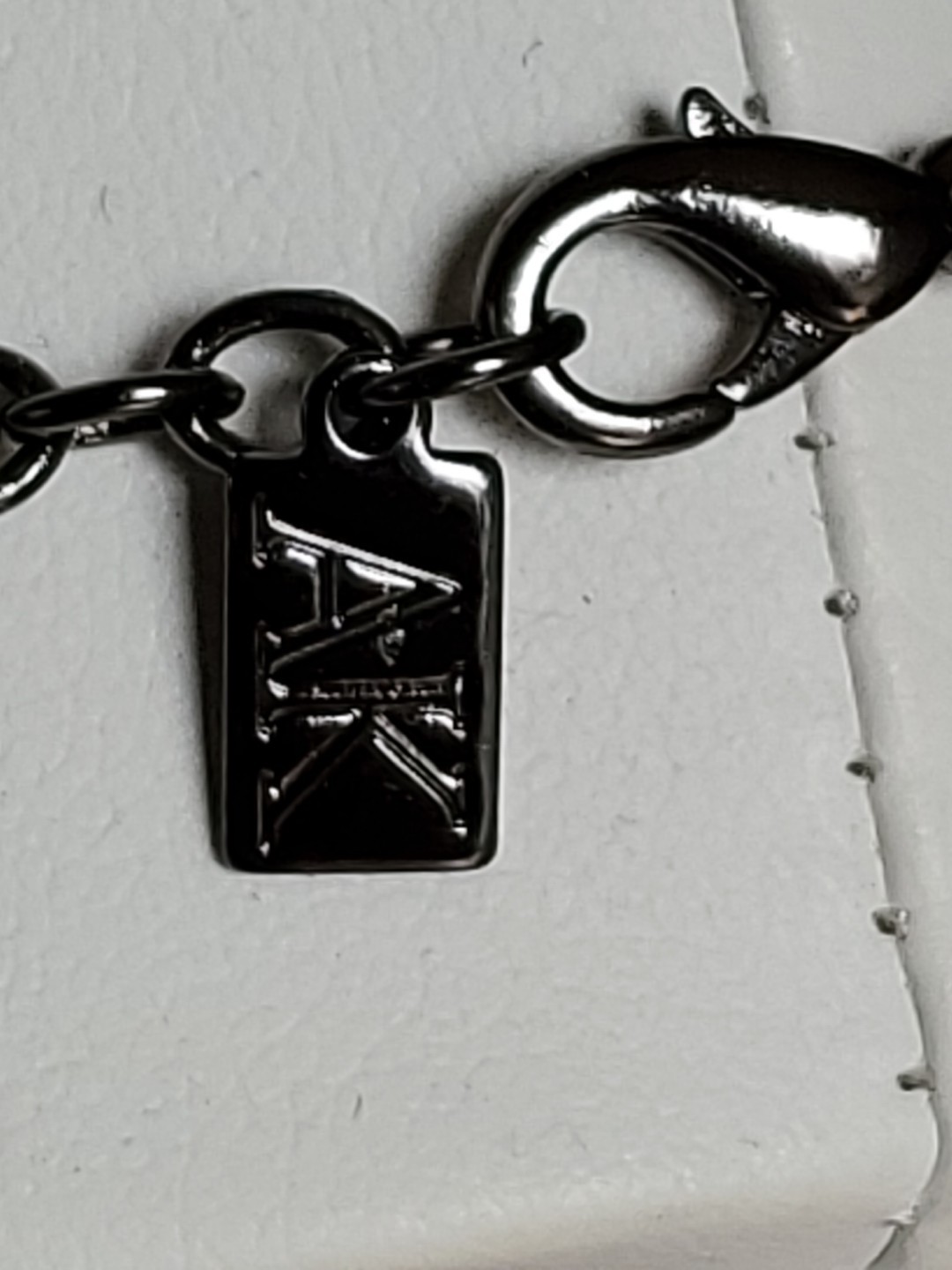 Vintage Anne Klein Rhinestone Necklace Gun Metal Tone 17 in