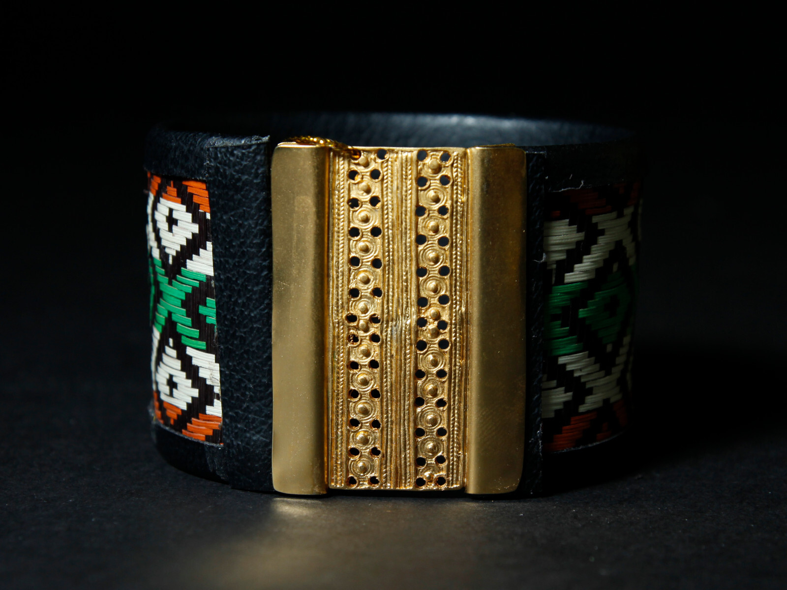 Reproduction Pre-Colombian Jewelry: Woven Cuff Bracelet (1249-30-G03) 10URM1