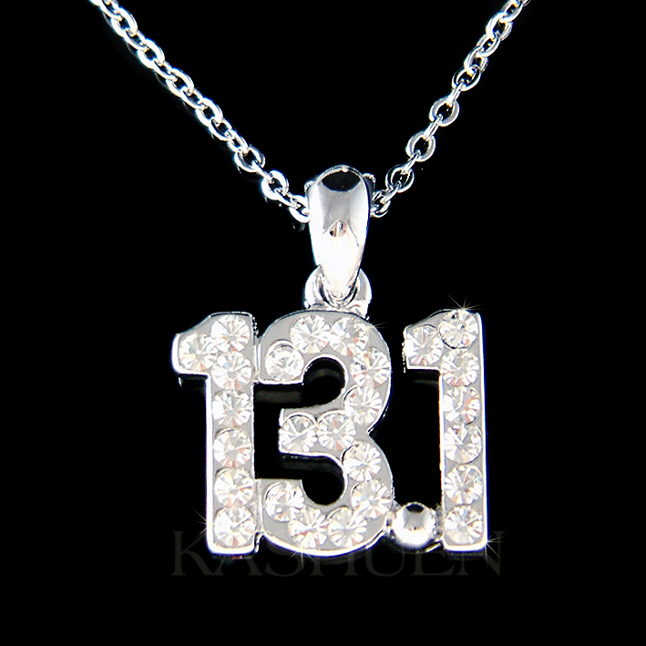 ~13.1 Run Half Marathon made with Swarovski Crystal Running Runner Race Necklace