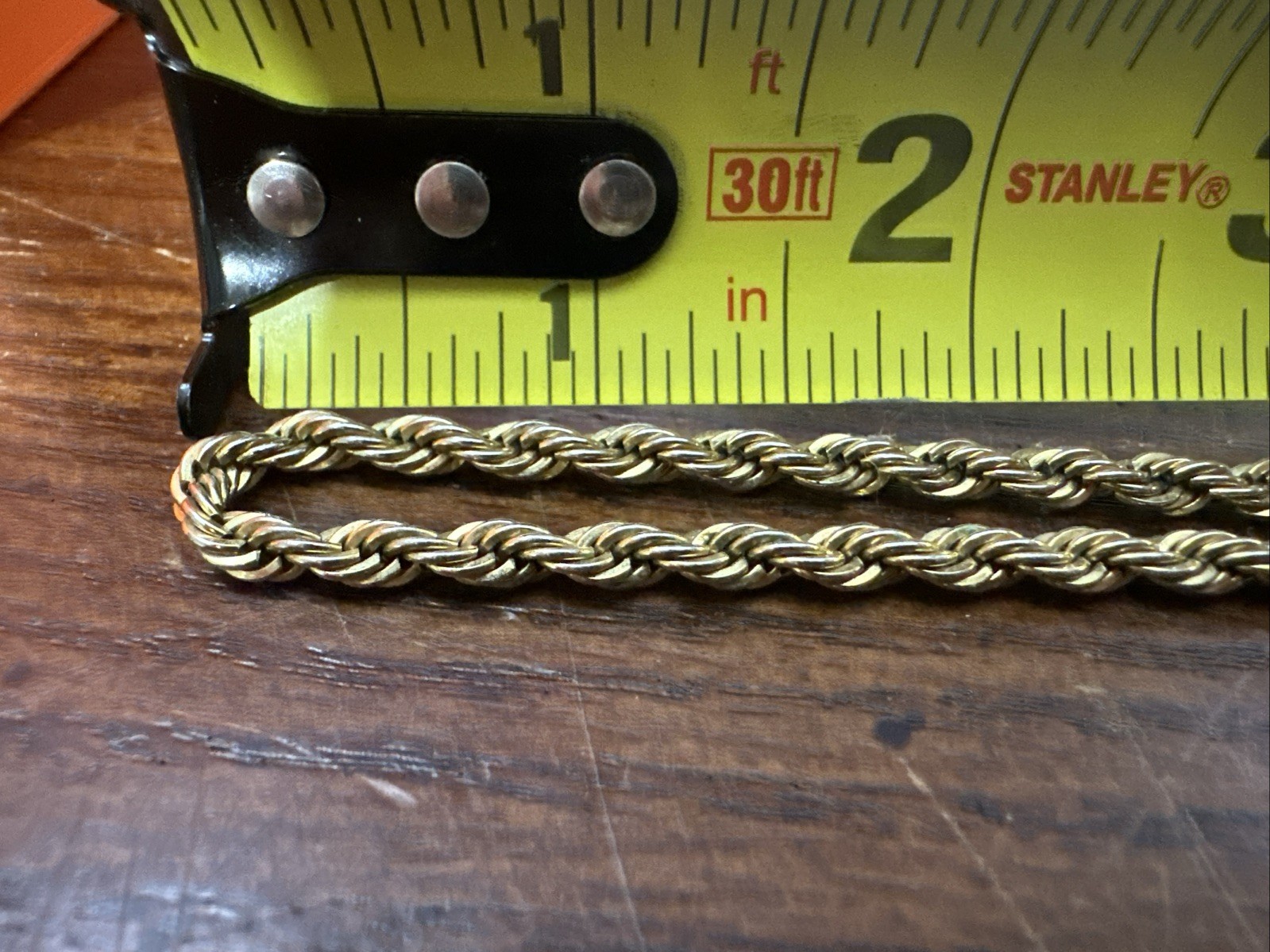 20 Inch Gold plated Rope Chain Necklace No Makers Mark Or Clasp (1)
