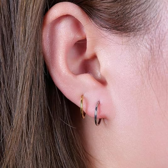 G23 Titanium Slim Huggie Hoop Earrings, Hypoallergenic F136 Implant Grade Pure T