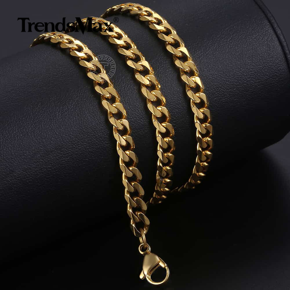 Mens Gold Plated Stainless Steel Cross Pendant Necklace 18-30″ Cuban Curb Chain