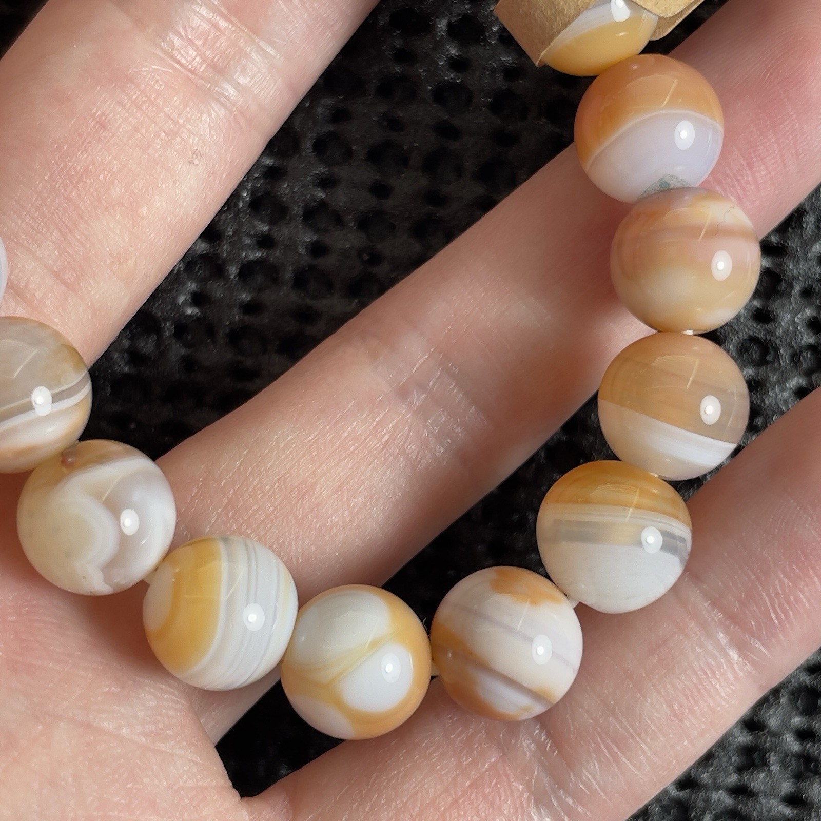 Rare Color 10mm Boswana Agate Stretchy Bracelet Gift Minimalist Jewelry Women