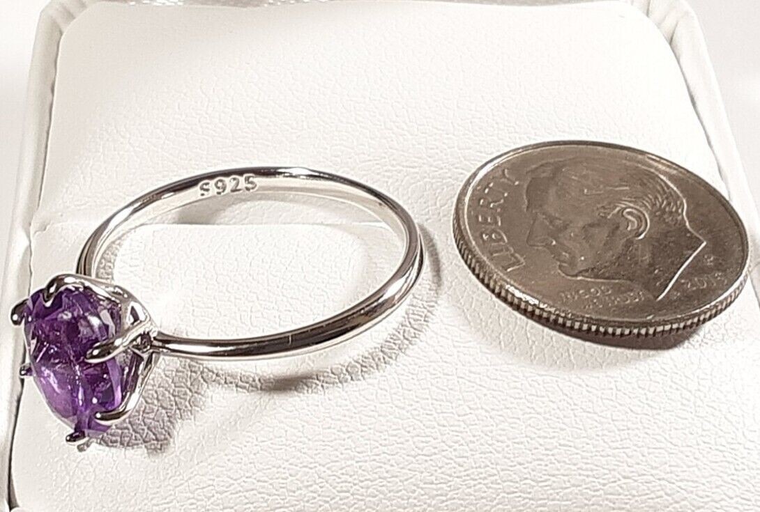 2Ct Round Simulated Amethyst Women’s Wedding Ring 14k White Gold Plated Silver
