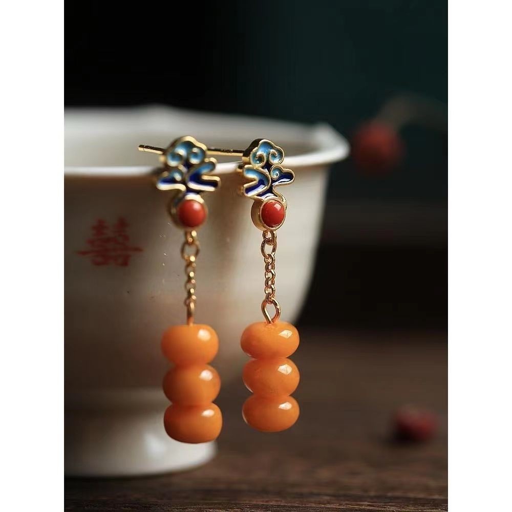 New Resin Cloud Earrings Enamel Tassel Drop Dangle Chinese