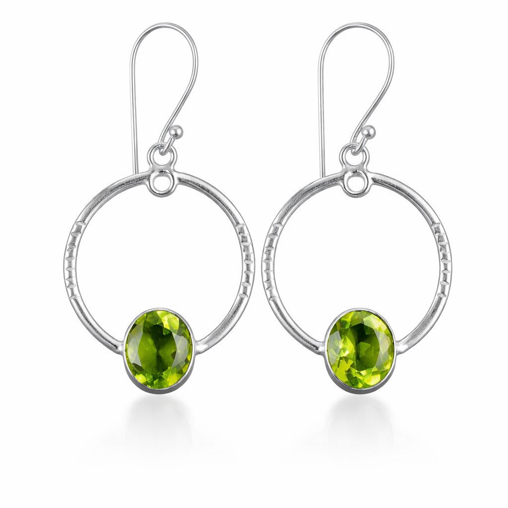Peridot Gemstone 925 Sterling Silver Jewelry Handmade Earring For Women 1.37″