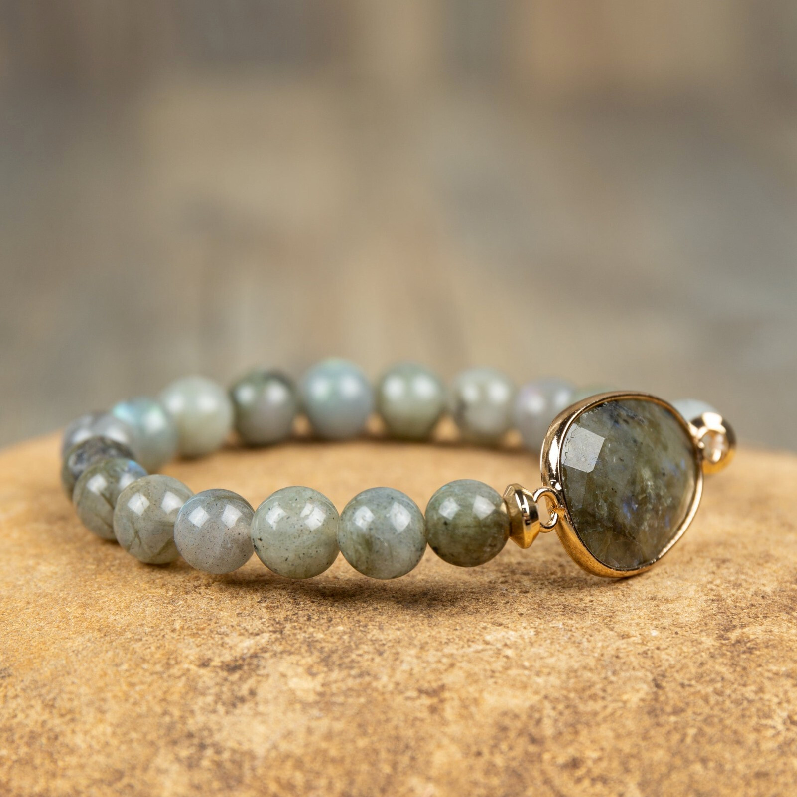 Natural Labradorite Stone Beaded 8mm Gemstone Crystal Healing Stretch Bracelet