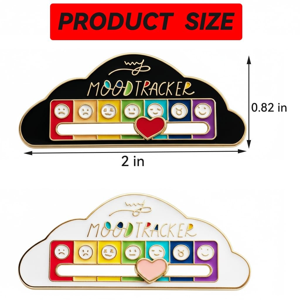2 Pcs Social Battery Slider Pins, Cloud Shape Mood Enamel Pins Black and Whit…