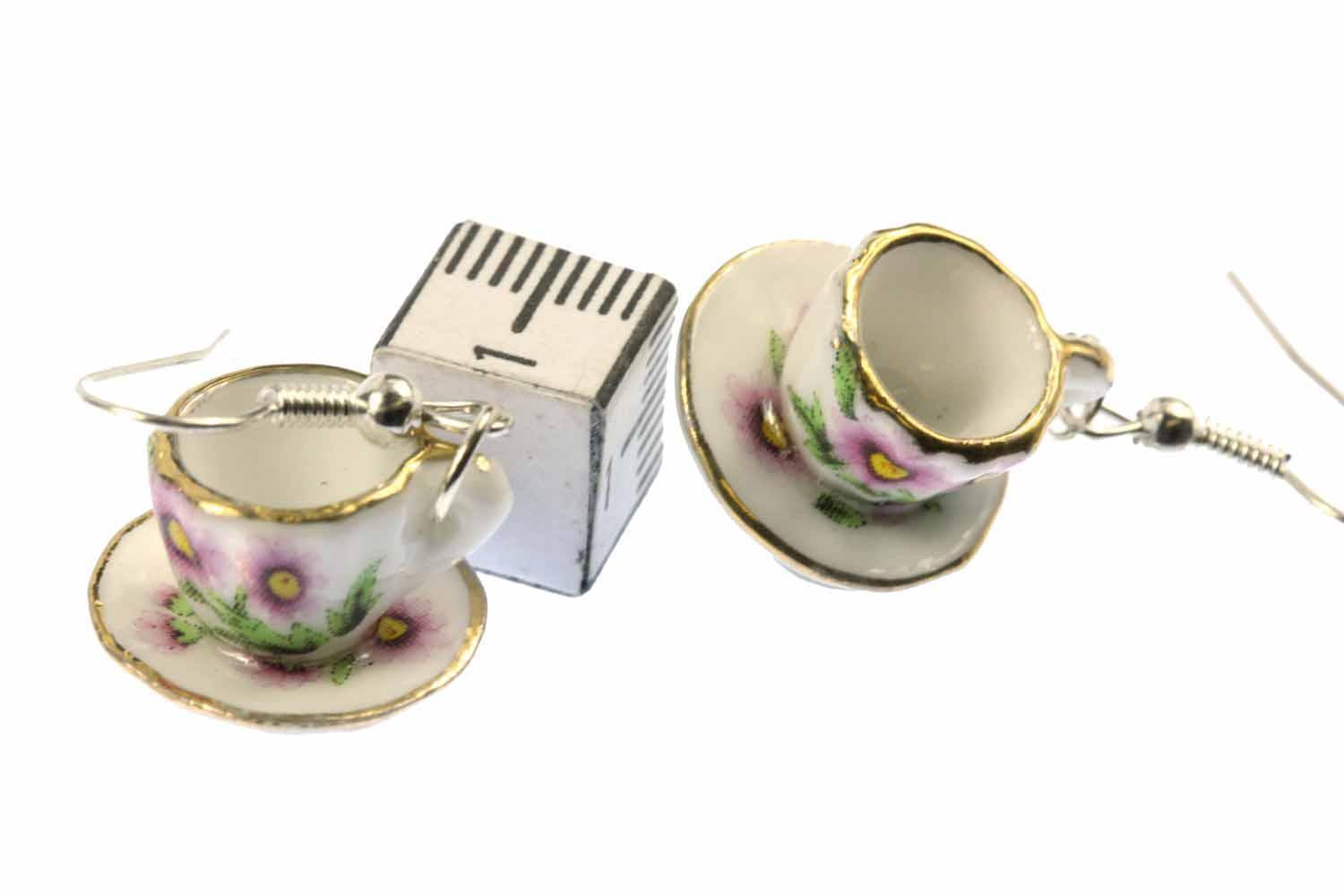 Earrings Cups Teacup Coffee Cup Miniblings Tea Coffee Gold Rim Porcelain