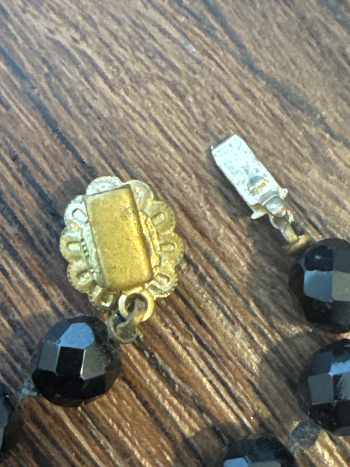 VTG 1920s Art Deco Black Glass Flapper Necklace 60inch Knotted Rope Strand MCM⁠