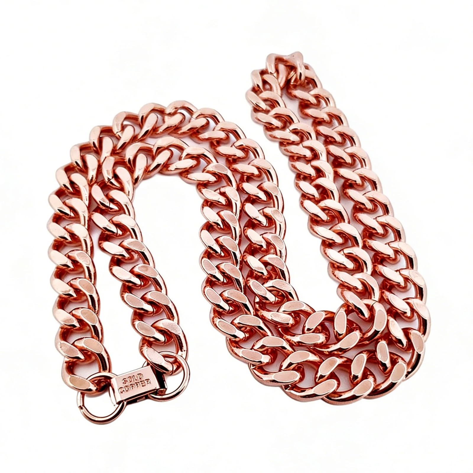 24″ Heavy Solid Pure Copper Cuban Link Necklace – Unisex Statement Jewelry Chain