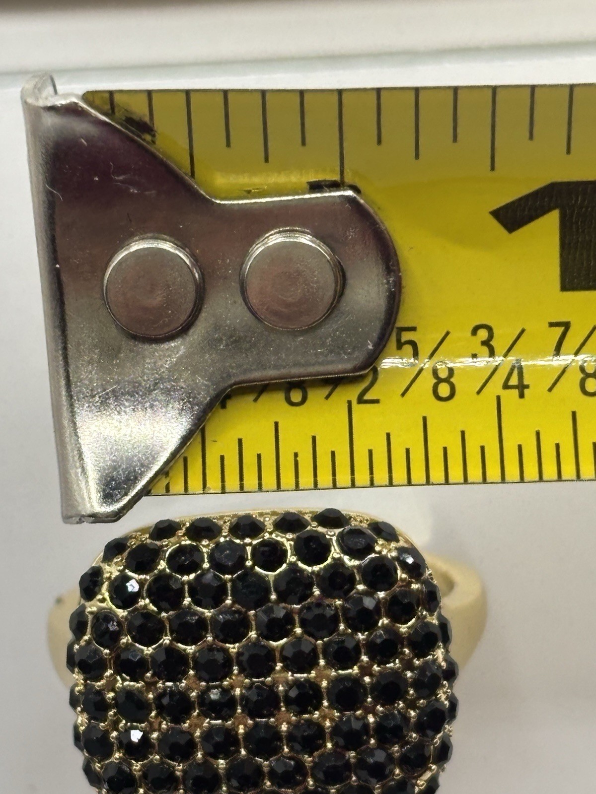 Gold Tone Black Round Crystal Pavé Cushion Dome Cocktail Ring Size 7