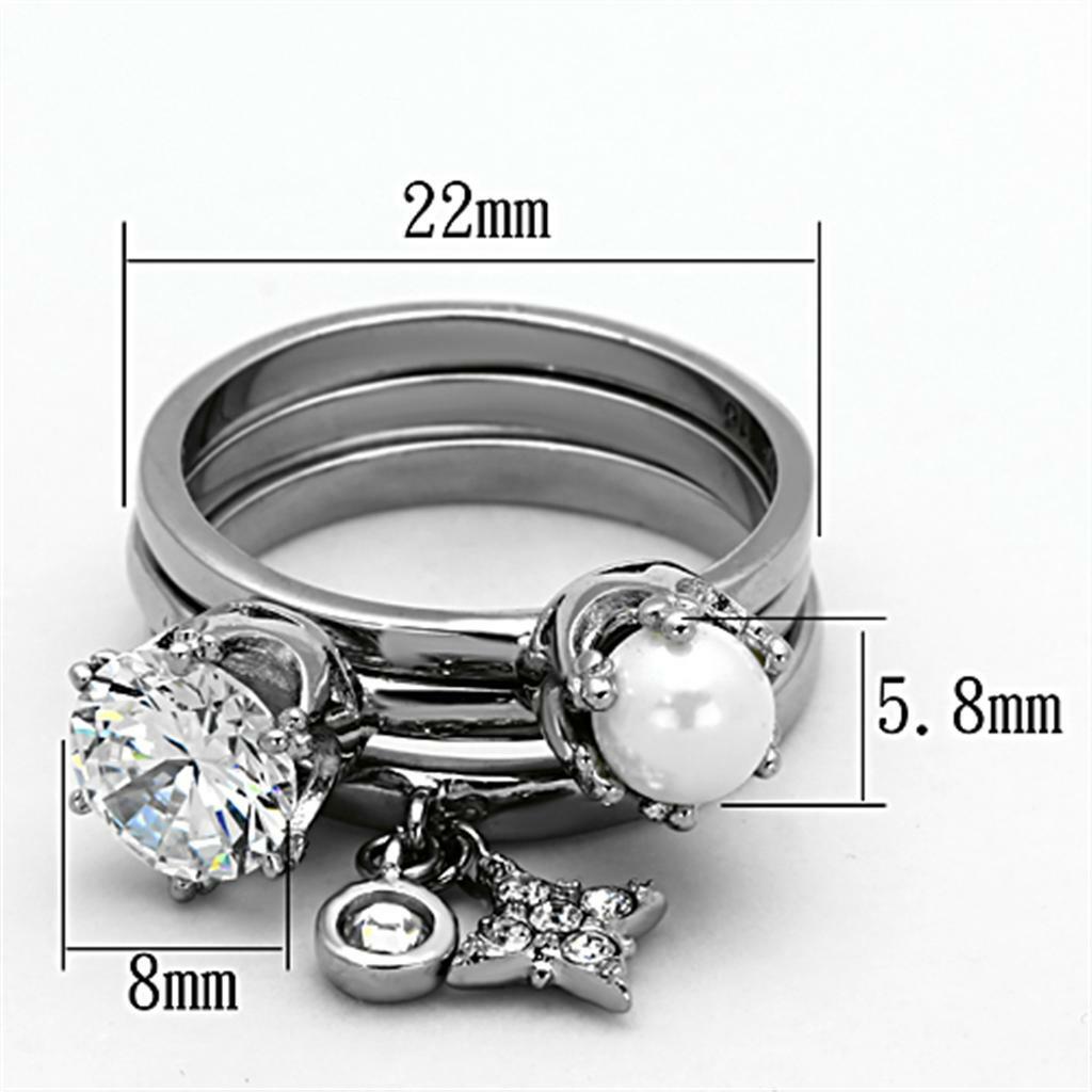 TK1497 – High polished (no plating) Stainless Steel Ring with AAA Grade CZ in