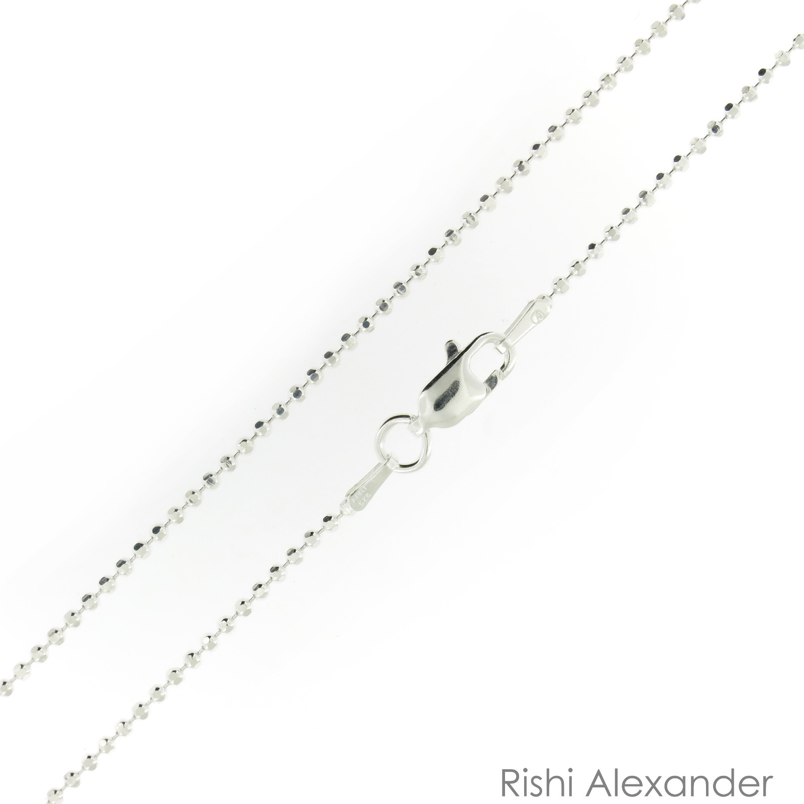 Sterling Silver Ball Bead Diamond Cut Chain Necklace .925 Italy All Sizes