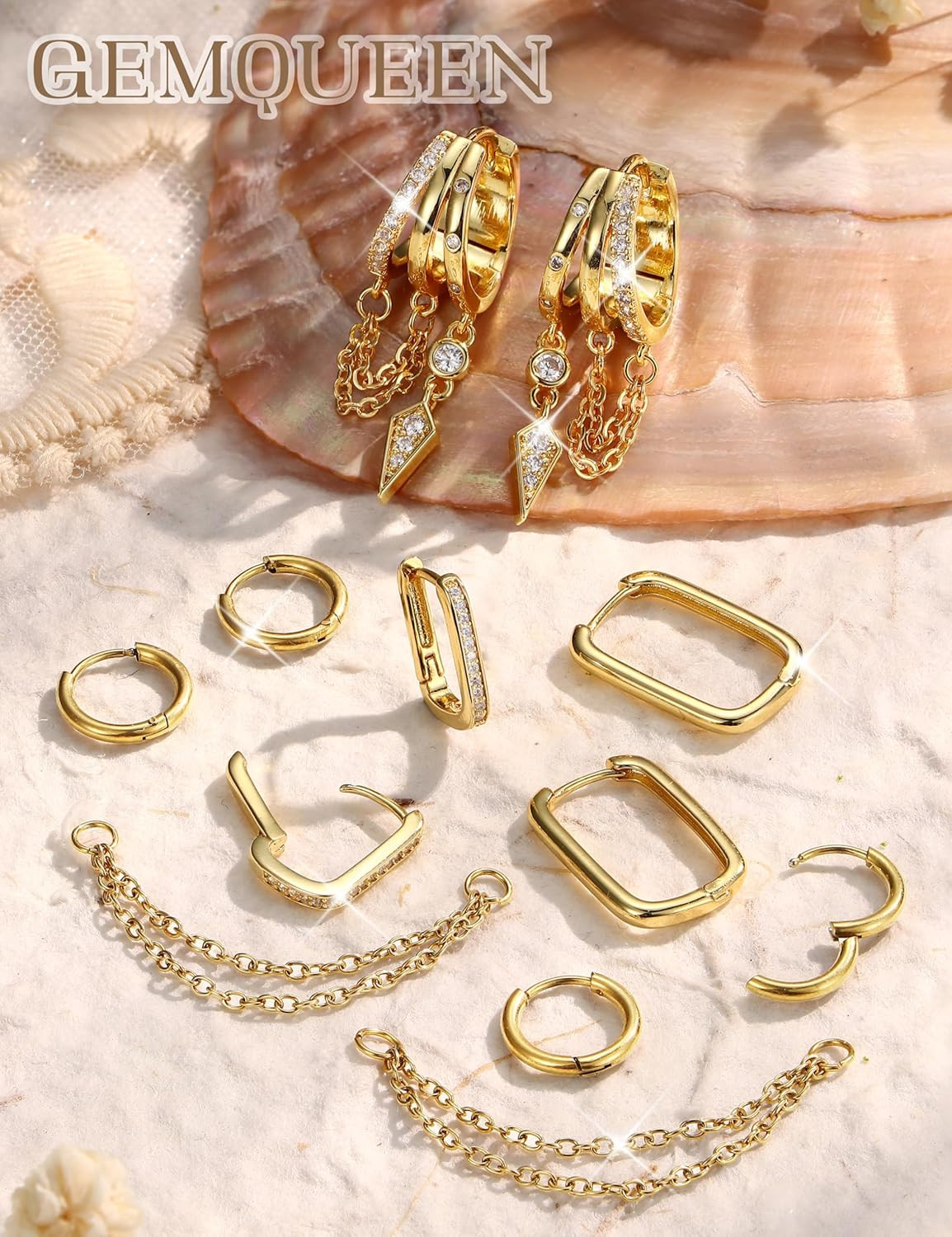 Hypoallergenic Earring Stacks – Non Tarnish 14K Gold Plated Surgical Steel Earri