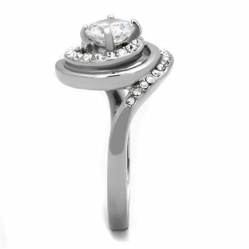 TK1746 – High polished (no plating) Stainless Steel Ring with AAA Grade CZ in