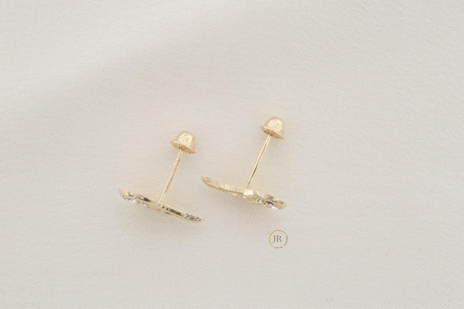 14K Solid Gold Angel Wing Earrings • Delicate Guardian Angel Studs with CZ