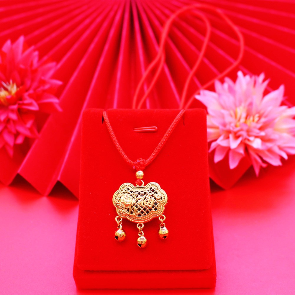 22K 23K 24K Thai Baht Yellow Gold Long Life Lock Pendant