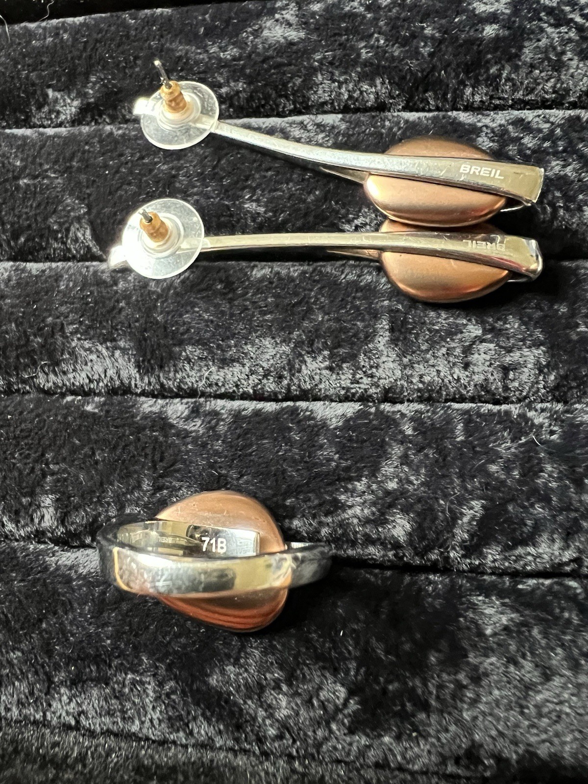 Retro Italian Designer Breil Set . Stainless Steele Pendant/ring/earrings.