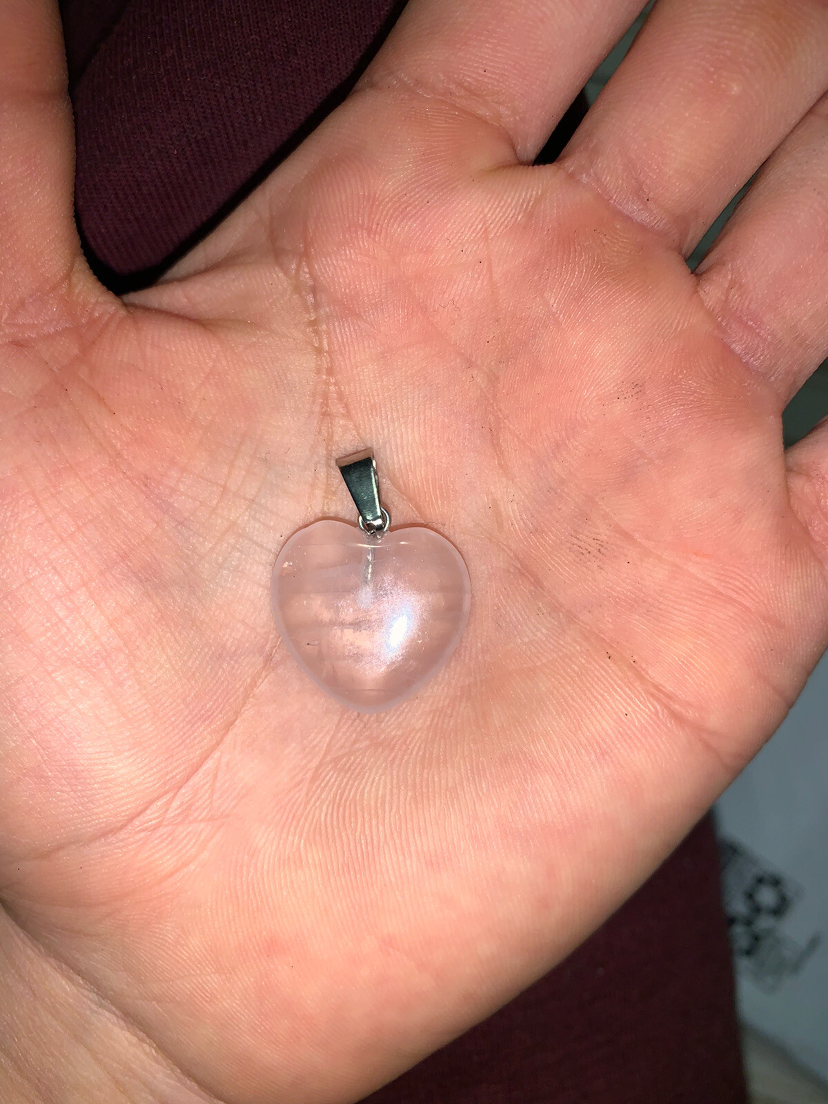 Sterling Silver Rose Quartz Natural Gemstone Heart Pendant Necklace Jewelry