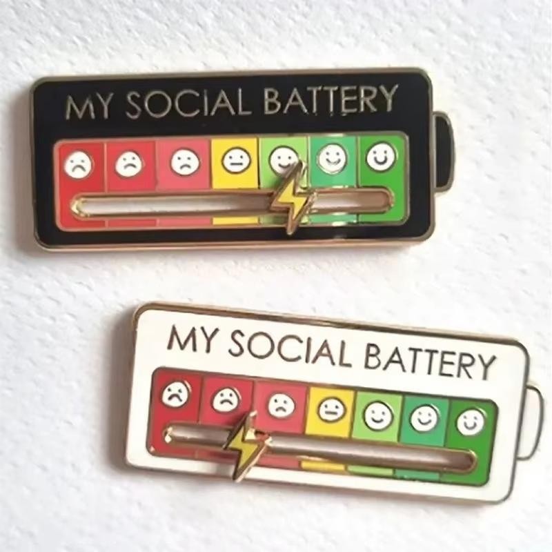 Mood Conversion Energy Brooch – Social Battery Expression Pin for Women & Men