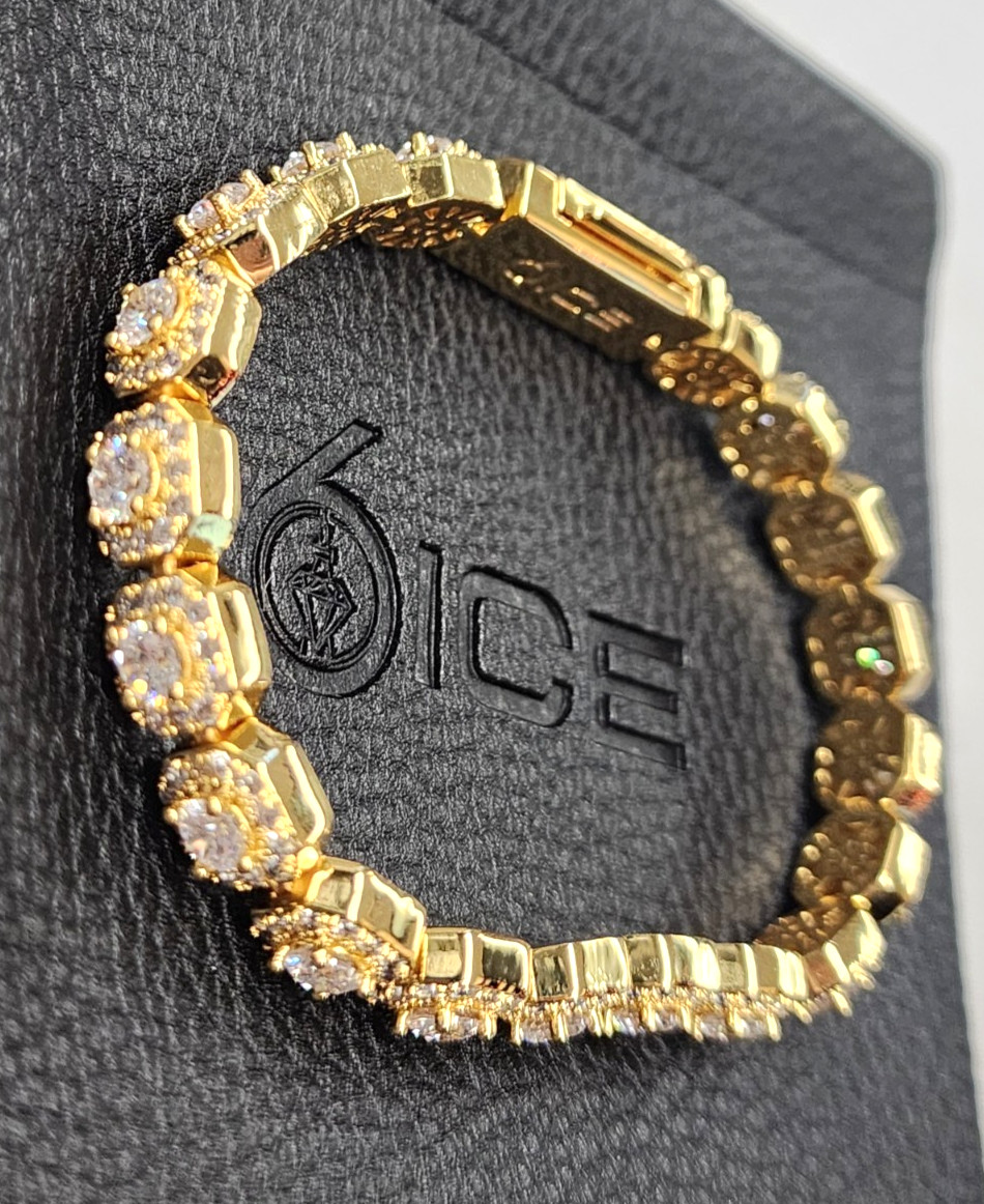 6ice 18K Gold Plated Micro Cluster Tennis Bracelet 7″