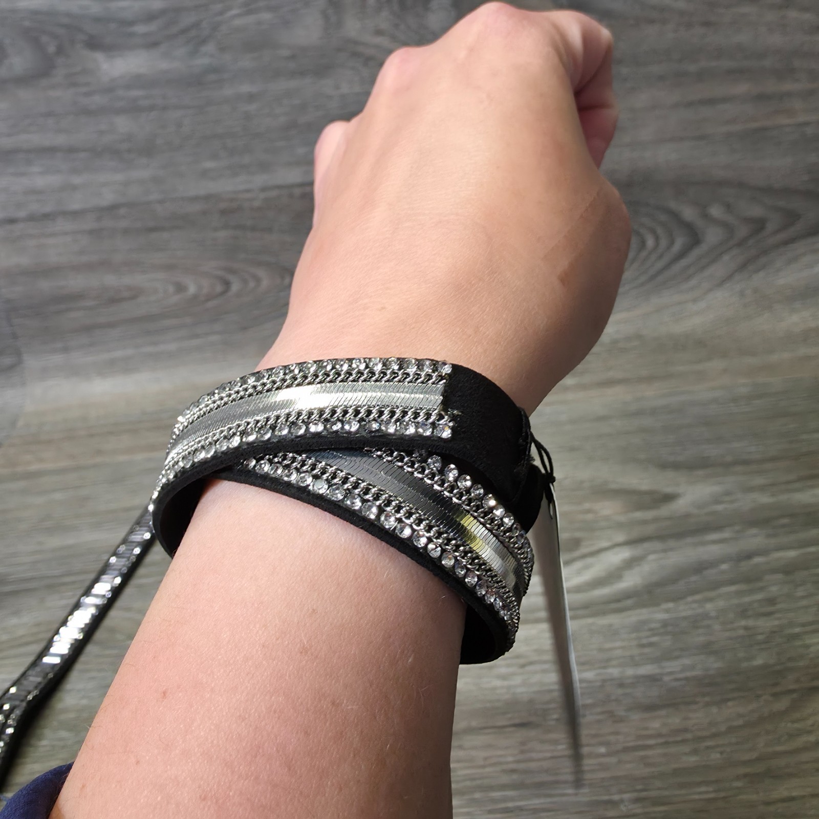 Paparazzi Black Rhinestone Diamond Wrap Bracelet Lot of 2 Boho Jewelry NEW