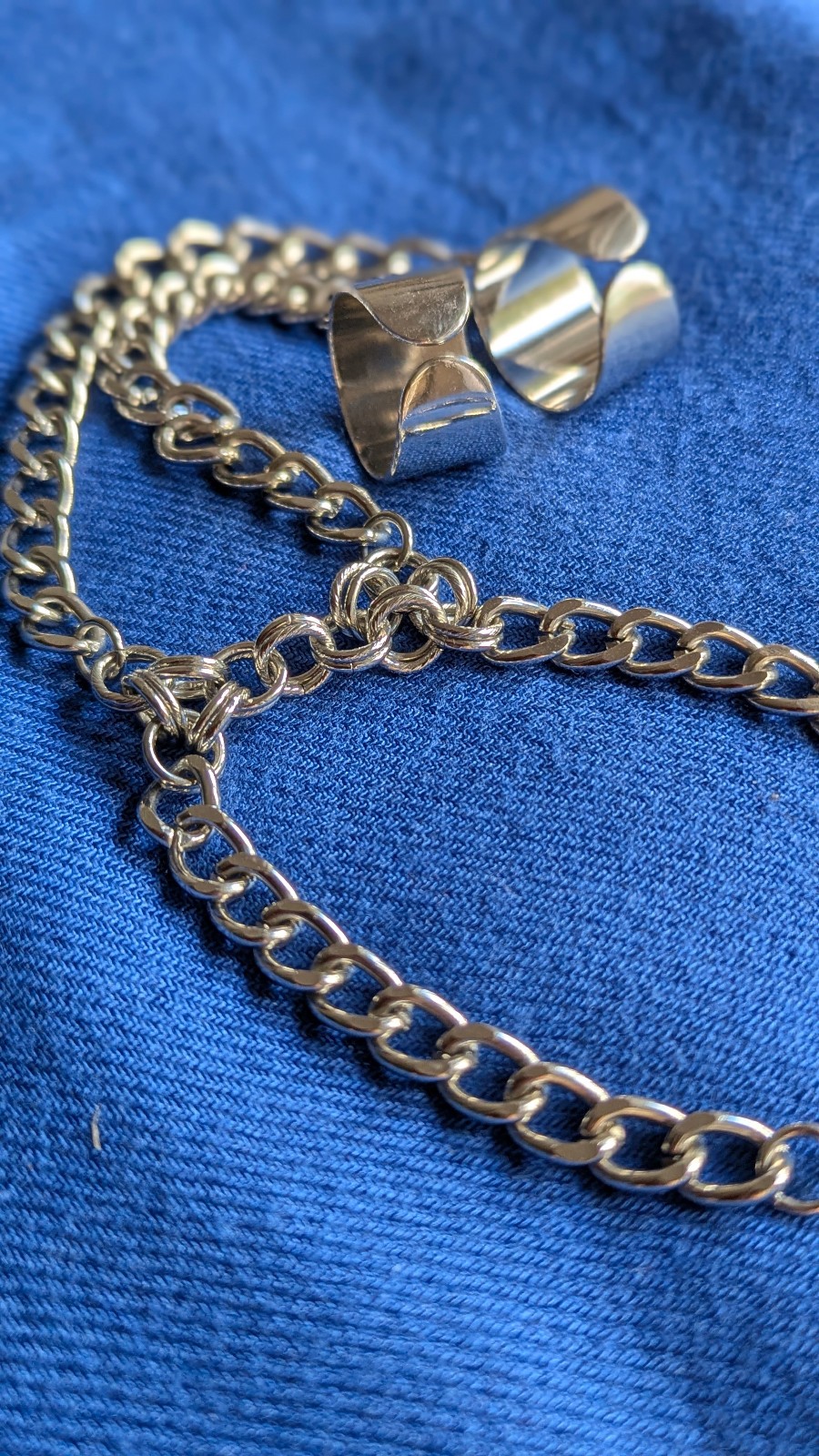 Silver Tone Hand Chain Bracelet Double Ring Slave Bracelet Adjustable Gothic