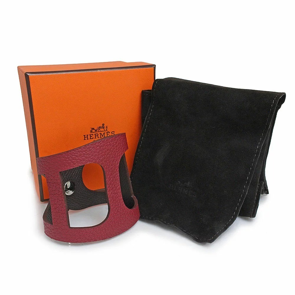 HERMES Petit H Nu Chaine d’Ancre Bracelet in Togo Leather, Epsom Leather Mint