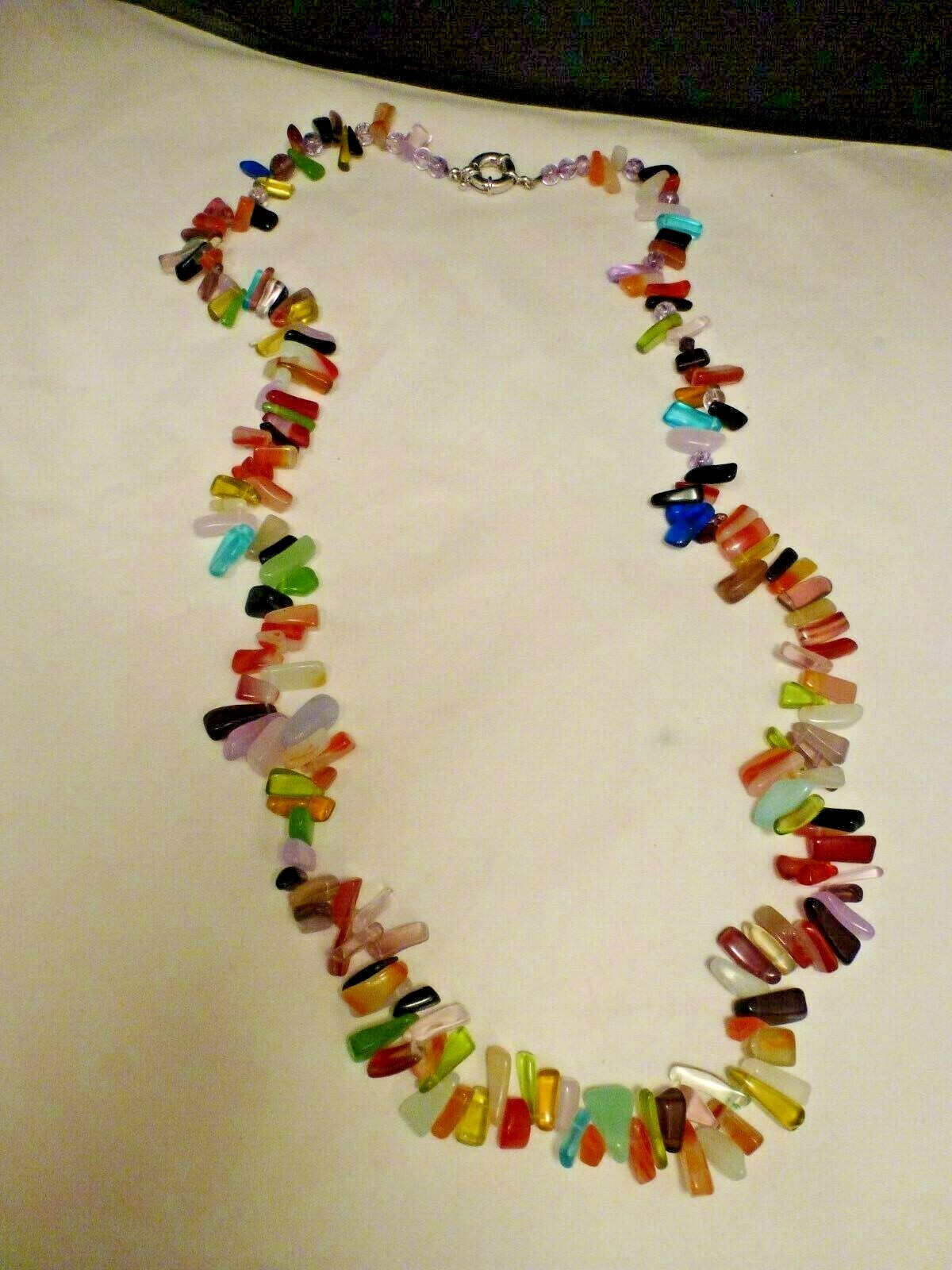 AUTHENTIC Rainbow Party Mixed Stone Necklace Festive Casual Multi color 38″