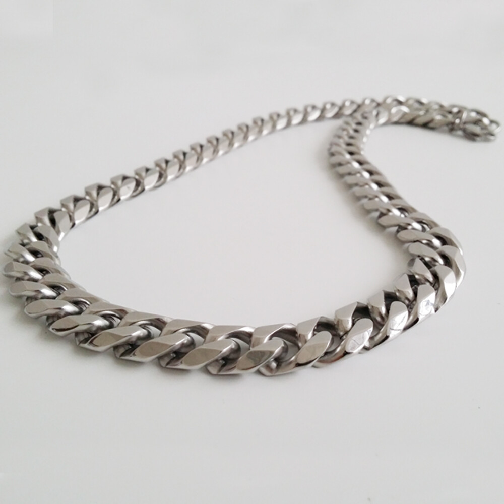 8″-40″ Top 316L Stainless Steel Heavy Link Silver Curb Cuban Chain Men Necklace