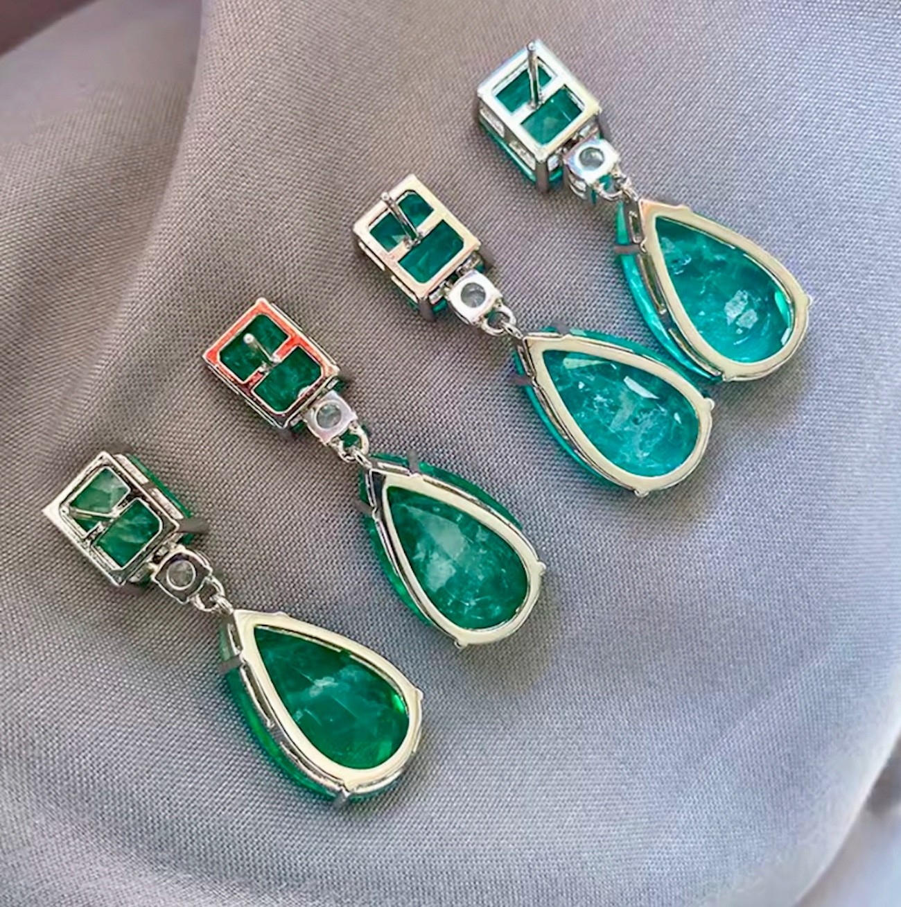 18k Platinum Plated 24 CT Paraiba Tourmaline Drop Earrings Over Sterling Silver