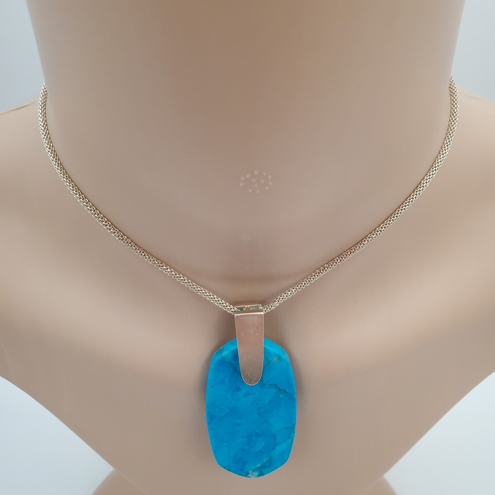 Kendra Scott Necklace 30in Gold Plate Aqua Howlite Inez Pendant Back Chip READ